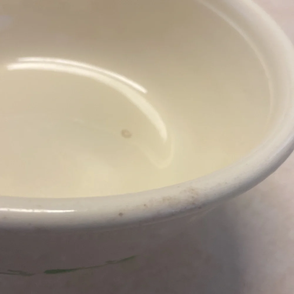 Vintage Oven Serve Made in the USA Ceramic Bowl Casserole Dish Green Floral